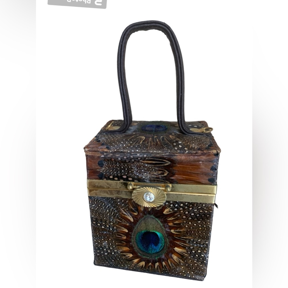 Vintage Genuine Peacock & Pheasant Feathered Purse